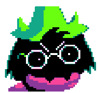 a pixel art drawing of a cartoon character with glasses and a green hat .