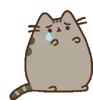 a cartoon cat is crying with a tear running down its face