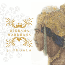 a drawing of a man wearing a crown with the words wikrama wardhana jenggala below him