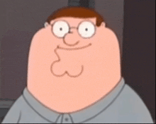 peter griffin from family guy is wearing glasses and making a funny face