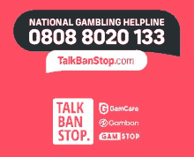 a poster for the national gambling helpline 0808 8020 133