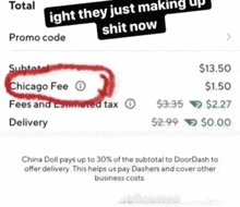 a screenshot of a chicago fee on a phone screen