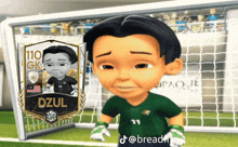 a cartoon character with the name dzul on his jersey