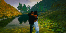 a man and woman kissing in a video game