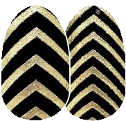 a pair of black and gold nail stickers with a chevron pattern