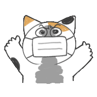 a drawing of a cat wearing a mask with its paws up .