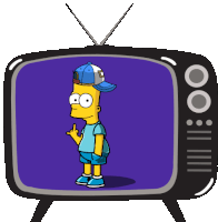 bart simpson giving the middle finger in front of a television screen