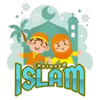 a cartoon illustration of a boy and a girl with the words chatroom islam below them