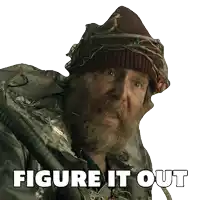 a man with a beard wearing a beanie and a jacket that says " figure it out "