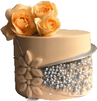 a cake decorated with pearls and roses has the word crush on the bottom