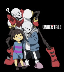 a group of skeletons standing next to each other with the word undertale on the bottom