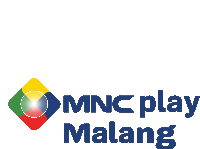 a logo for mnc play malang with a colorful diamond in the center