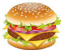 a hamburger with cheese lettuce tomato and onions on a white background