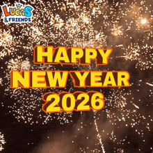 a lucas and friends greeting card with fireworks in the background