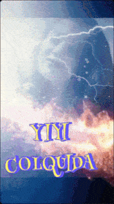 a poster that says yiyi colquida with a lightning storm in the background