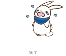 a cartoon of a rabbit with the word urgh written in blue