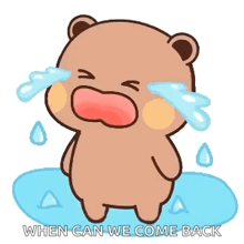 a cartoon of a teddy bear crying with tears coming out of its eyes .