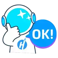 a sticker of an astronaut giving a thumbs up next to an ok speech bubble