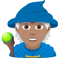 an illustration of a wizard with a blue cape