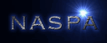 a dark blue background with the word naspa in silver letters