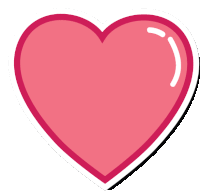 a pink heart with a white outline and a white border on a white background