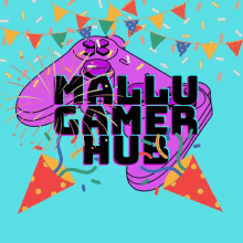 a logo for mallu gamer hub with a purple controller