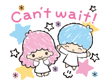 a drawing of a boy and a girl with the words " can 't wait "