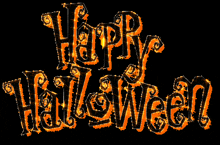 a black background with the words happy halloween written in orange letters