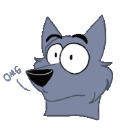 a cartoon drawing of a wolf with the word omg below it