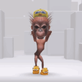 a cartoon monkey is wearing a yellow hat and slippers