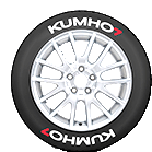 a close up of a car tire with the word kumho on it .