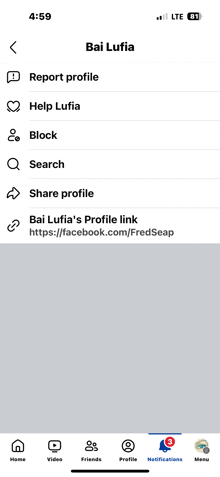 a screenshot of a facebook app on a phone showing the profile link .