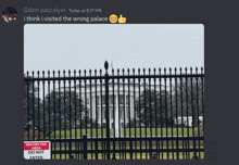 a picture of the white house with a restricted area do not enter sign in front of it