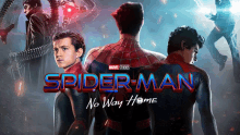 a poster for spider-man no way home shows three spider-man standing next to each other