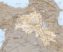 a map of turkey , syria , and iraq .