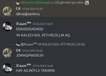 a screenshot of a discord conversation between kaan 1925 and c4