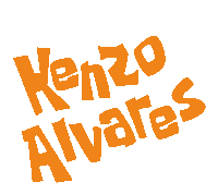 the name kenzo alvarez is written in orange letters