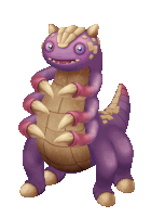 a purple and brown monster with sharp claws