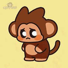 a cartoon monkey is crying with tears running down his face