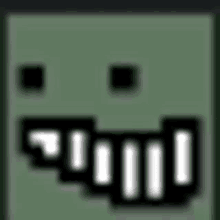 a pixel art drawing of a smiley face with a very large mouth .