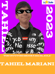 a poster for tahiel mariani from 2023