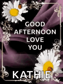 a good afternoon love you greeting card with daisies and a ladybug on it