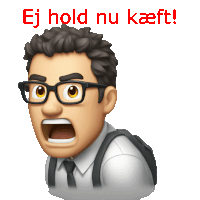 a cartoon of a man with glasses and the words " ej hold nu kaeft " below him