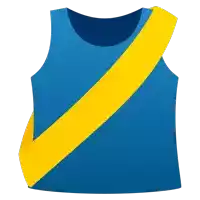 a blue tank top with a yellow ribbon across the front