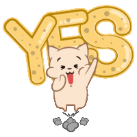 a cartoon cat is holding a yes sign