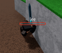 a video game character holding a sword with the name lee on the bottom