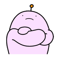 a cartoon drawing of a purple alien with a yellow antenna on its head