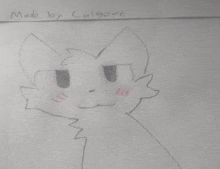 a drawing of a cat with the words made by calgore underneath it