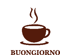 a cup of coffee with steam coming out of it and the word buongiorno below it