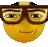 a pixelated smiley face with glasses on it .